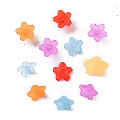 Mixed Color Transparent Acrylic Beads, Flower, Frosted, Mixed Color, 12x7mm, Hole: 1mm, about 4600pcs/500g