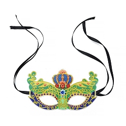 Crown DIY Masquerade Mask Diamond Painting Kits, including Plastic Mask, Resin Rhinestones and Polyester Cord, Tools, Crown Pattern, 130x240mm