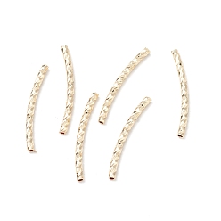 Golden Rack Plating Brass Curved Tube Beads, Cadmium Free & Lead Free, Long-Lasting Plated, Golden, 19~20x1.5mm, Hole: 0.7mm
