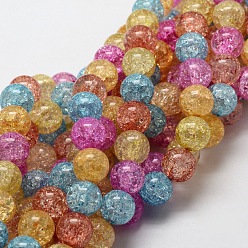 Colorful Crackle Glass Round Beads Strands, Colorful, 6mm, Hole: 1mm, about 62pcs/strand, 15.7 inch