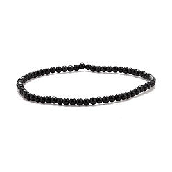 Black Onyx Mini Natural Black Onyx Beaded Stretch Bracelets, for Women Girls, Inner Diameter: 2-1/8 inch(5.4cm)