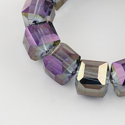 Indigo Perles en verre electroplate, facette, cube, indigo, 4x4x4mm, Trou: 1mm, Environ 100 pcs/chapelet, 15.7 pouce