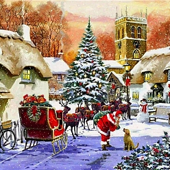 Colorful Christmas Theme DIY Scene 5D Full Drill Diamond Painting Kits, including Resin Rhinestones, Diamond Sticky Pen, Tray Plate and Glue Clay, Christmas Themed Pattern, 300x400mm