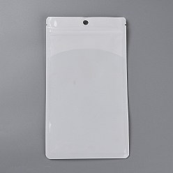 Blanc Sac de fermeture à glissière en plastique, sacs de rangement, sac auto-scellant, joint haut, avec fenêtre et trou de suspension, rectangle, blanc, 21x12x0.15 cm, épaisseur unilatérale : 3.3 mil(0.085mm)
