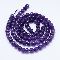 Amethyst Natural Amethyst Round Bead Strands, Grade AB, 4mm, Hole: 0.7mm, about 95pcs/strand, 15.5 inch