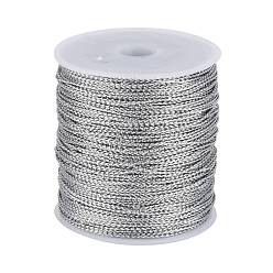 Silver Jewelry Braided Thread Metallic Threads, Silver, 1mm, 109.36yards/roll(100m/roll)