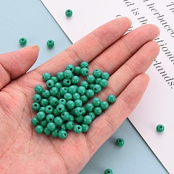 Vert Clair Perles acryliques opaques, ronde, vert clair, 6x5mm, Trou: 1.8mm, environ4400 pcs / 500 g