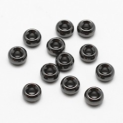 Черный Цвет Металла Spacer бисер латунные, рондель, без кадмия, без никеля и без свинца, металлический черный , 5x3 мм, отверстие : 2 мм