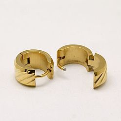 Golden Fashion 304 Stainless Steel Huggie Hoop Earrings, Hypoallergenic Earrings, Golden Plated, 12~12.5x13~13.5x4~9mm, Pin: 0.8mm