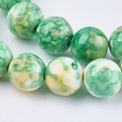 Couleur Mélangete Océan synthétique perles de jade blanc brins, teint, ronde, couleur mixte, 8mm, Trou: 1mm, Environ 52 pcs/chapelet, 15.35 pouce