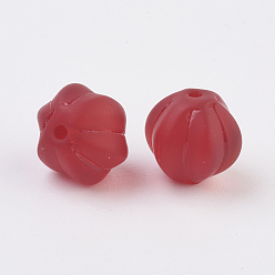 Crimson Handmade Lampwork Beads, Frosted, Lantern, Crimson, 8x7~8mm, Hole:1.0~ 1.5mm