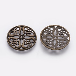 Antique Bronze Tibetan Style Alloy Beads, Cadmium Free & Nickel Free & Lead Free, Flat Round, Antique Bronze, 24x3mm, Hole: 2mm