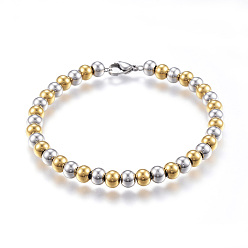 Golden & Stainless Steel Color 201 Stainless Steel Ball Chain Bracelets, with Lobster Claw Clasps, Golden & Stainless Steel Color, -7/8 inch(200mm)x6mm