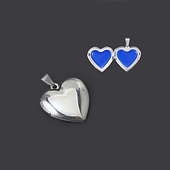 Stainless Steel Color 304 Stainless Steel Locket Pendants, with Enamel, Heart, Stainless Steel Color, 29x29x7mm, Hole: 9x5mm, Inner Sze: 22x17mm