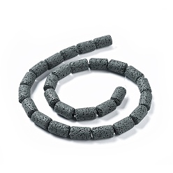 Slate Gray Natural Lava Rock Beads Strands, Dyed, Column, Slate Gray, 14~15x8mm