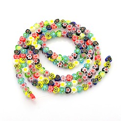 Mixed Color Handmade Millefiori Glass Bead Strands, Heart, Mixed Color, 6x6x3mm, Hole: 1mm, about 75pcs/strand, 16 inch