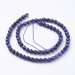 Midnight Blue Natural Lapis Lazuli Beads Strands, Faceted Round, Midnight Blue, 6mm, Hole: 1mm, about 59pcs/strand, 14.5 inch