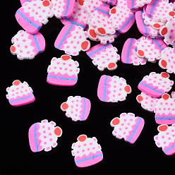 Ярко-Розовый Ручной полимерной глины кабошонов, имитация еды, торт, ярко-розовый, 5.5~7.5x5~6.5x0.5 мм, Около 34000 шт / 1000 г