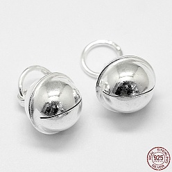 Silver 925 Sterling Silver Bell Charms, with Brass, Silver, 10x8.5mm, Hole: 4.5mm