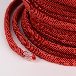 Red Round Polyester Cords, Red, 4mm, about 21.87 yards(20m)/roll