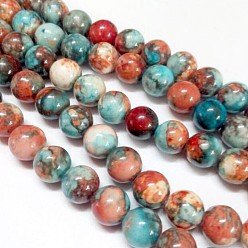 Colorful Synthetic Fossil Beads Strands, Dyed & Heated, Round, Colorful, 4mm, Hole: 1mm, about 90pcs/strand, 15.7 inch