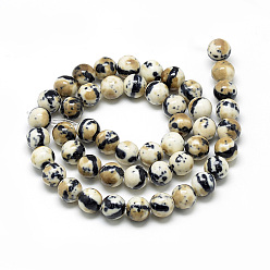 Tan Synthetic Ocean White Jade Beads Strands, Dyed, Round, Tan, 6~7mm, Hole: 1mm, about 61pcs/strand, 15.8 inch