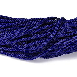 Dark Blue Polyester Cord, Twisted Cord, Dark Blue, 5mm, about 97~100m/bundle