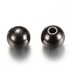 Черный Цвет Металла Spacer бисер латунные, круглые, металлический черный , 3x2.5 мм, отверстие : 1.5 мм