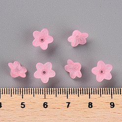 Hot Pink Transparent Acrylic Beads, Flower, Frosted, Hot Pink, 12x7mm, Hole: 1mm, about 4600pcs/500g