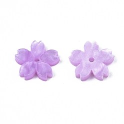 Lilas Perles acryliques opaques, sakura, lilas, 10.5x11x2mm, Trou: 1.2mm