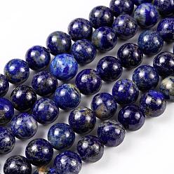 Lapis Lazuli Natural Lapis Lazuli Round Beads Strands, 10mm, Hole: 1mm, about 38pcs/strand, 15.5 inch