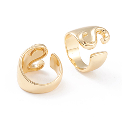 Letter S Brass Cuff Rings, Open Rings, Long-Lasting Plated, Real 18K Gold Plated, Letter.S, Size 6, 17mm