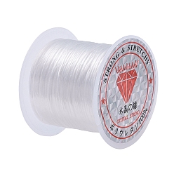 White Flat Elastic Crystal String, Elastic Beading Thread, for Stretch Bracelet Making, Dyed, White, 0.8mm, about 9.84~10.93 yards(9~10m)/roll
