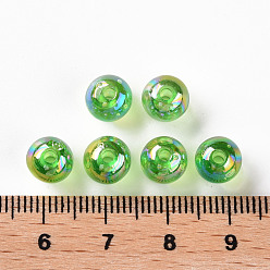 Lawn Green Transparent Acrylic Beads, AB Color Plated, Round, Lawn Green, 8x7mm, Hole: 2mm, about 1745pcs/500g