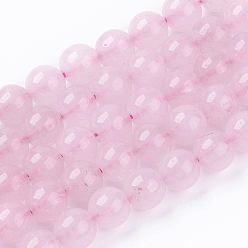 Pink Natural Jade Bead Strands, Dyed, Round, Pink, 8mm, Hole: 1mm, about 48pcs/strand, 14.9 inch