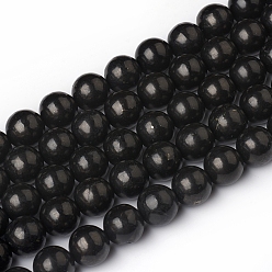 Shungite Brins de perles de shungite naturelle, ronde, 12mm, Trou: 1mm, Environ 32 pcs/chapelet, 15.55 pouce (39.5 cm)