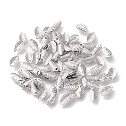 Stainless Steel Color 316 Surgical Stainless Steel Charms, Leaf, Stainless Steel Color, 7x3.5x1mm, Hole: 1mm