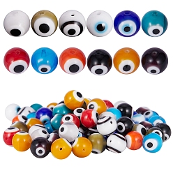 Mixed Color 120Pcs 12 Colors Handmade Evil Eye Lampwork Round Bead Strands, Mixed Color, 10mm, Hole: 1mm