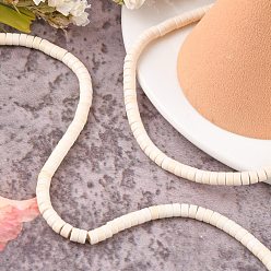 Creamy White Synthetic Turquoise Beads Strands, Heishi Beads, Dyed, Flat Round/Disc, Creamy White, 5x3mm, Hole: 1mm, about 145pcs/strand, 15.75 inch