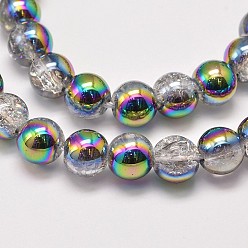 Mixed Color Electroplate Synthetic Crackle Quartz Beads Strands, Round, Mixed Color, 8mm, Hole: 1mm, about 50pcs/strand, 15.7 inch