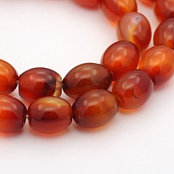 Carnelian Oval Natural Carnelian Beads Strands, Dyed & Heated, 11x9mm, Hole: 1mm, about 37pcs/strand, 15.5 inch
