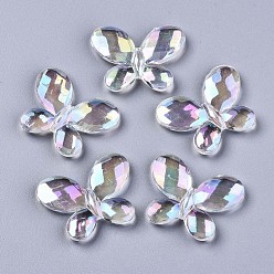 Clear AB Transparent Acrylic Beads, AB Color, Butterfly, Faceted, Clear AB, 23x29x4mm, Hole: 1.6mm