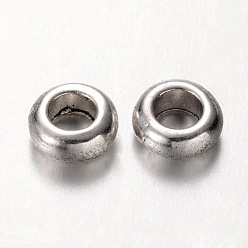 Antique Silver Alloy Spacer, Rondelle, Cadmium Free & Nickel Free & Lead Free, Antique Silver, 7x3mm, Hole: 4mm