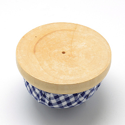 Blue Cloth Needle Pin Cushions, with Wood and Foam inside, Half Round/Dome, Blue, 72x40~45mm, Half Hole: 3mm