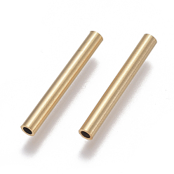 Golden Ion Plating(IP) 304 Stainless Steel Tube Beads, Golden, 25x3mm, Hole: 2mm