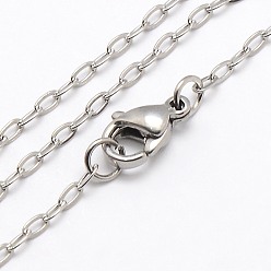 Stainless Steel Color Trendy Unisex 304 Stainless Steel Cable Chain Necklaces, with Lobster Clasps, Stainless Steel Color, 17.7 inch(44.9cm)