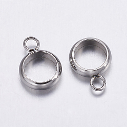 Stainless Steel Color 304 Stainless Steel Tube Bails, Loop Bails, Ring, Stainless Steel Color, 11x8x2.5mm, Hole: 2mm, Inner Diameter: 6mm