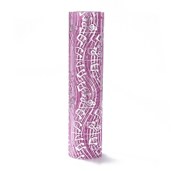 Pink Rubans de maille déco imprimés note de musique de couleur argentée, tissu de tulle, pour la décoration de la maison de fête, rose, 10.82~11.02 pouce (27.5~28 cm), 5 yards / rouleau