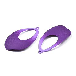 Purple Spray Painted Iron Big Pendants, Teardrop, Purple, 50x29x6.5mm, Hole: 1.6mm