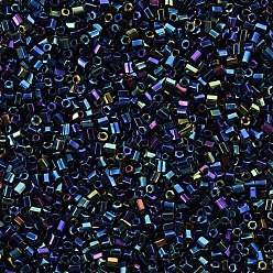 Морской Синий Стеклярус, металлических цветов, Marine Blue, 2.5~3x2 мм, отверстие : 0.9 мм, Около 15000 шт / фунт